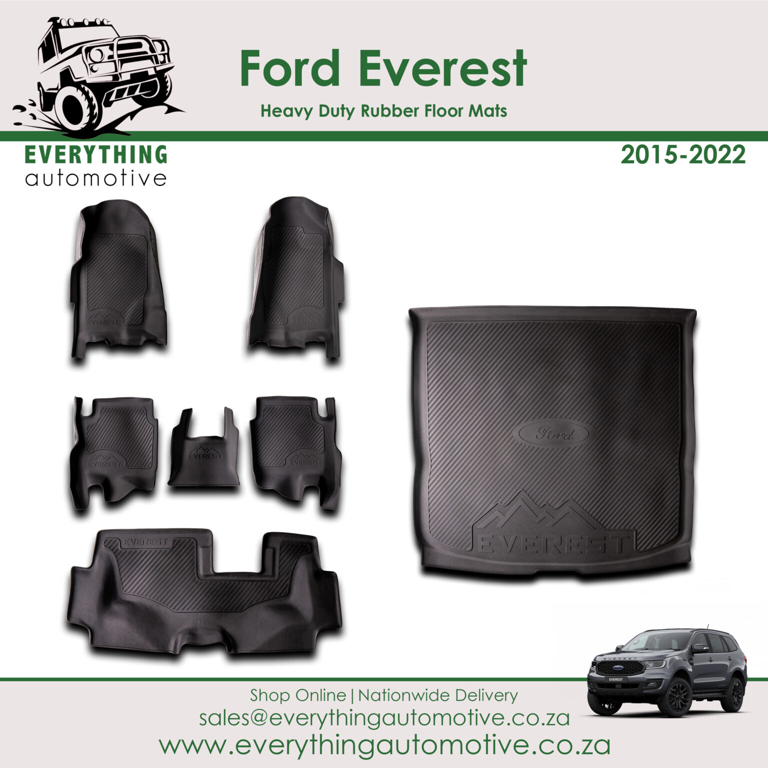 thumbnail image 2 of UK Custom Covers Heavy Duty Rubber Rear Floor Mats For Ford Transit Custom 2013-2023 – Black, RHD, Custom Fit 2 of 6